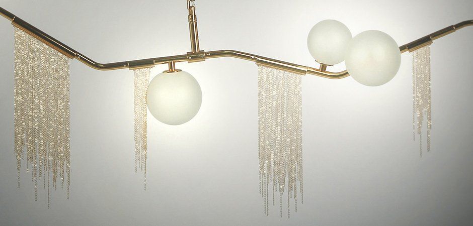 Подвесной светильник Адель Cherry Bomb Chandelier 7 260*24*190 см, 7*G9*40W, ImperiumLoft 40.1105, Латунь