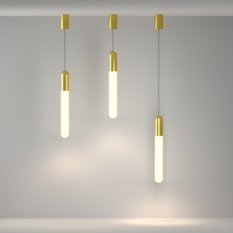 Подвесной светильник 6*6*50 см, LED, 12W, 3000К, Maytoni Technical Mist P101PL-L500-12W3K-BS латунный