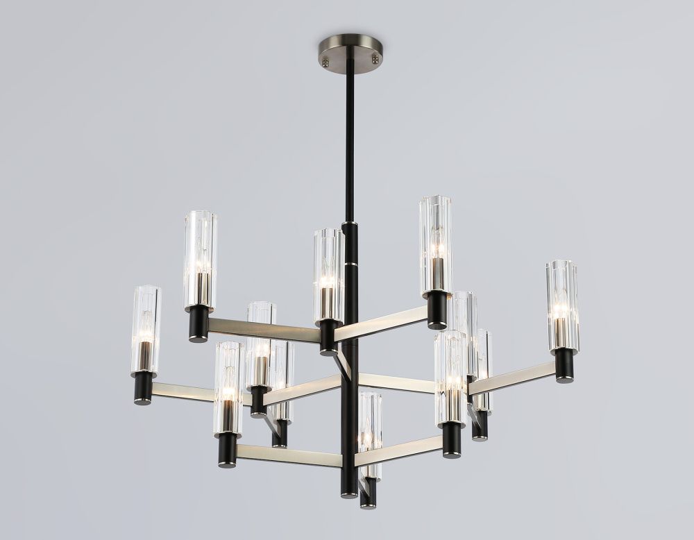 Люстра на штанге **53-90,5 см, 12*E14*40W, K, Ambrella Light High Light LH55505, черный, сатин