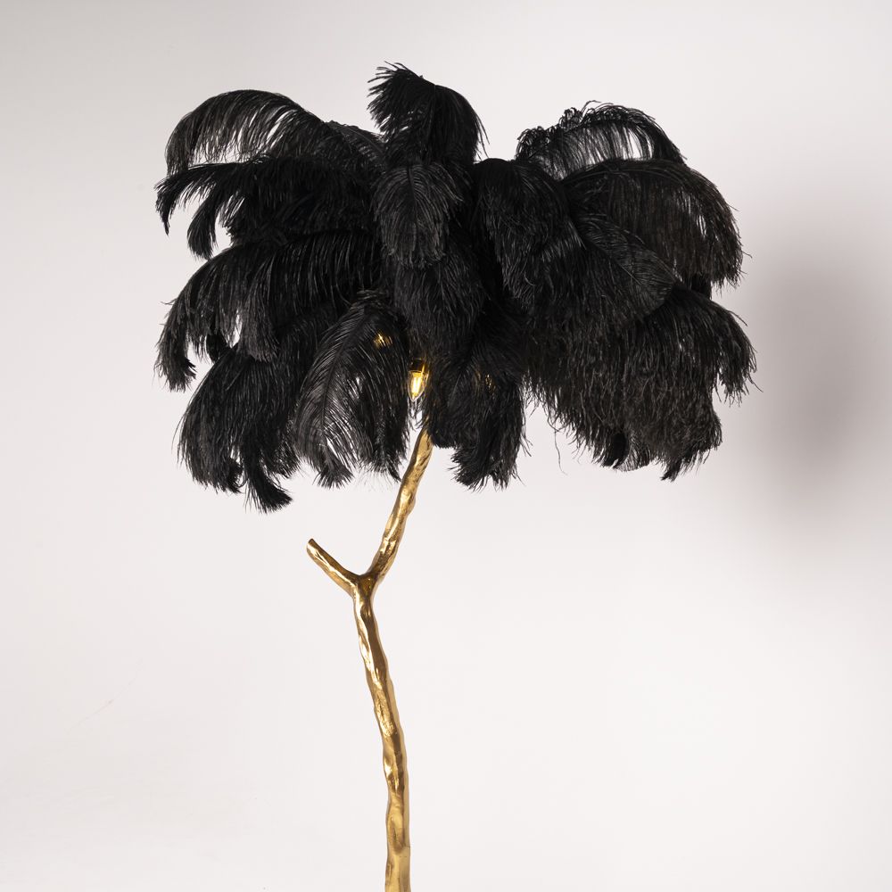 Торшер страусиные перья Feather Lamp A MODERN GRAND TOUR черный 180*40*40 см, 5*E14*40W, ImperiumLoft 41.108-0, Латунь