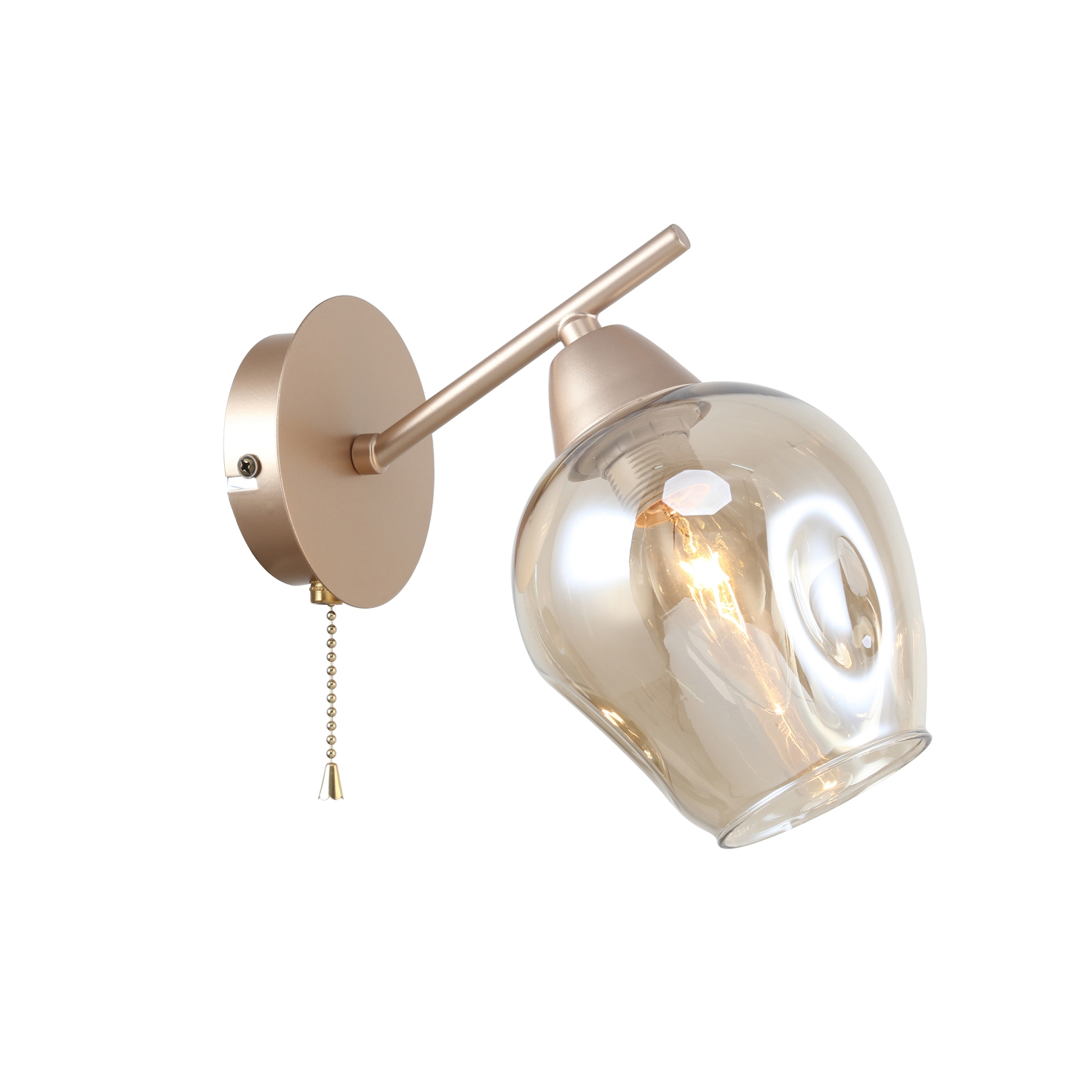 Бра F-Promo Tilda 2658-1W, D220*W115*H190, каркас золотого цвета, плафон из стекла в цвете шампанского, управление с помощью выключателя