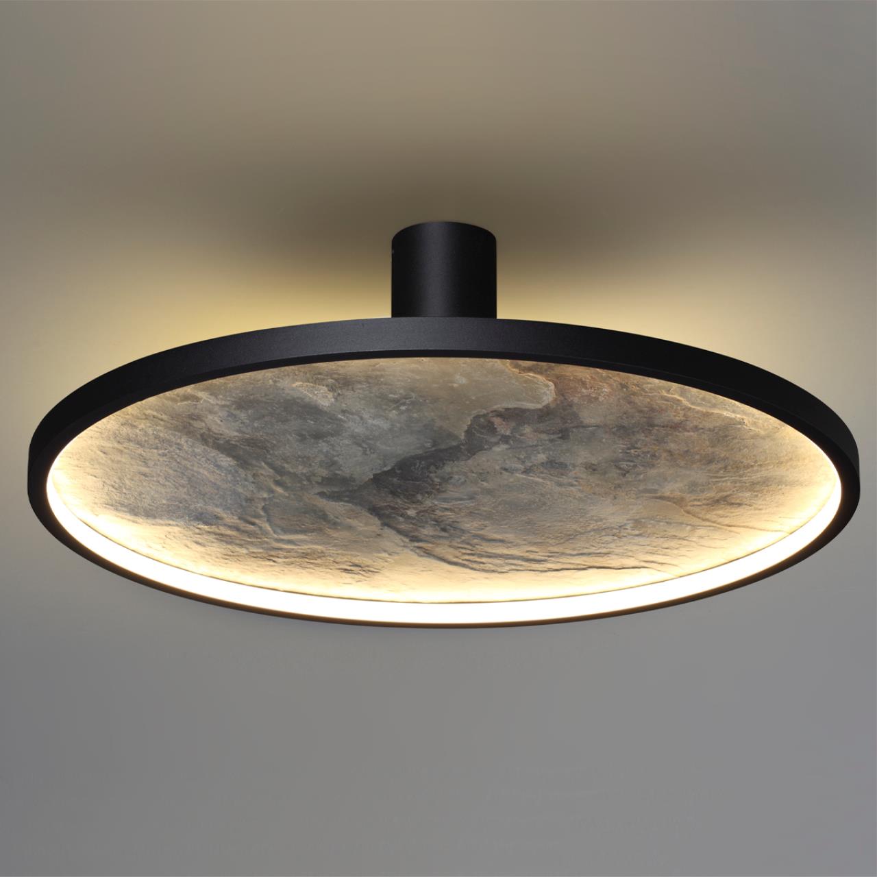 Настенно-потолочный светильник 51*16 см, LED 1*45W, 3000 К, Odeon Light Stoflake 5078/45L, матовый черный/серо-бежевый