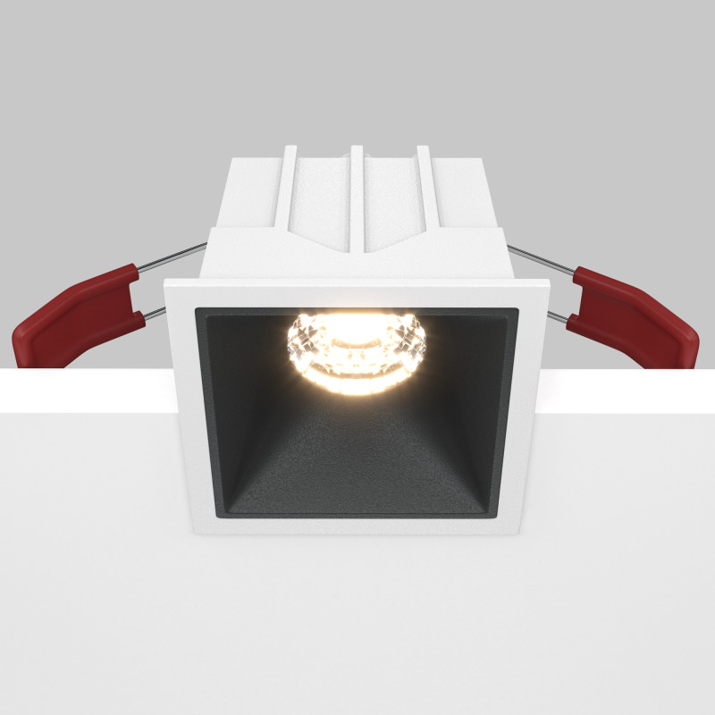 Светильник 7 см, 10W, 3000K, Maytoni Downlight Alfa LED DL043-01-10W3K-SQ-WB, белый-черный