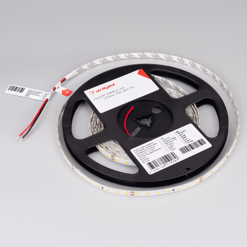 Лента RT-A98-8mm 24V Warm3000 (10 W/m, IP20, 2835, 5m) (Arlight, Открытый) 019915(2). Цена указана за 5 метров. Продается кратно 5 метрам.