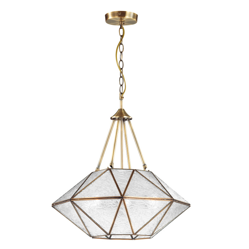 Подвесная люстра Favourite Osten 2925-7P, L510*W475*H530/1590, античной латуни, плафон из прозрачного стекла с эффектом льда