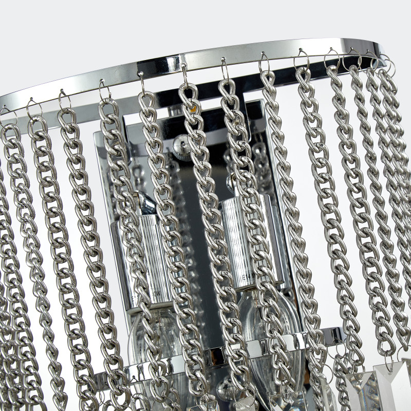 Бра Favourite Ignis 2924-3W, D250*W155*H400, хром, подвески из металлических цепочек, декоративные элементы из прозрачного хрусталя