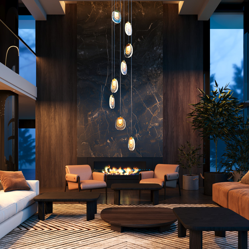 Каскадная люстра 55*55*375 см,  LED, 30W, 3000К, Maytoni Biology MOD367PL-L30BBSK латунный