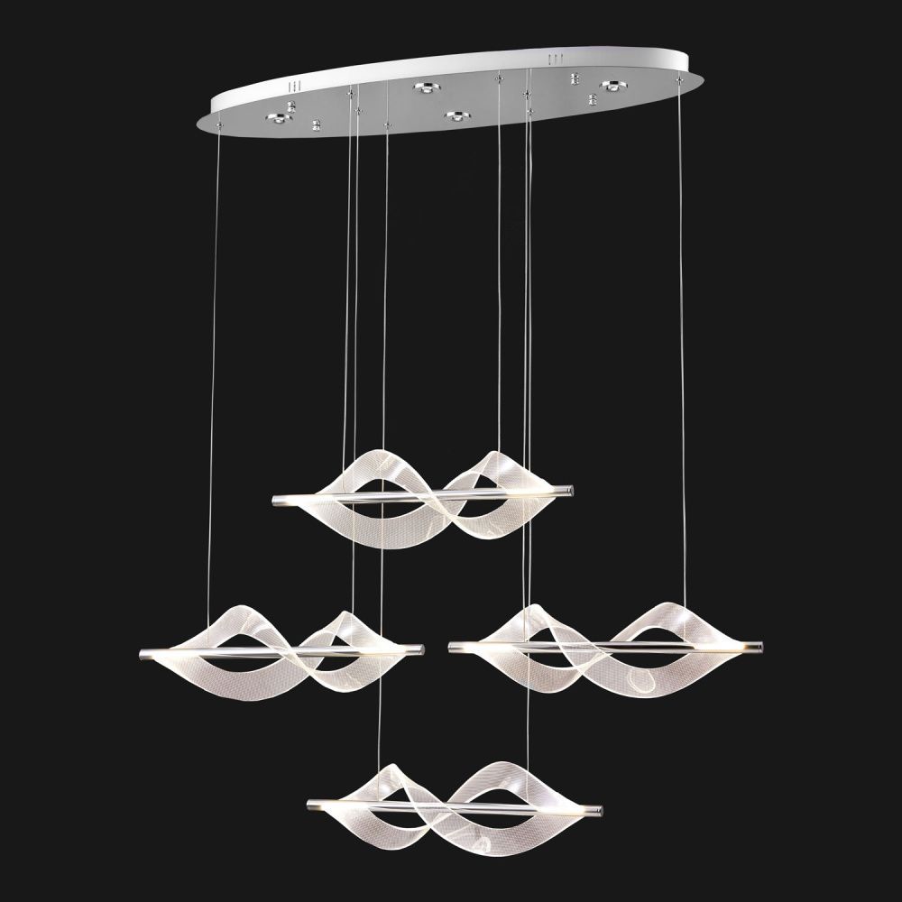 Линейно-подвесной светильник *113*55-150 см, 4*led*19W, 4000K, Lussole Knox LSP-7412, хром