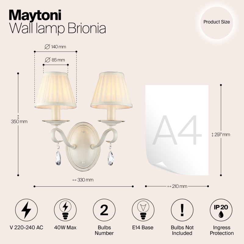 Бра Maytoni ARM172-02-G Кремовое золото