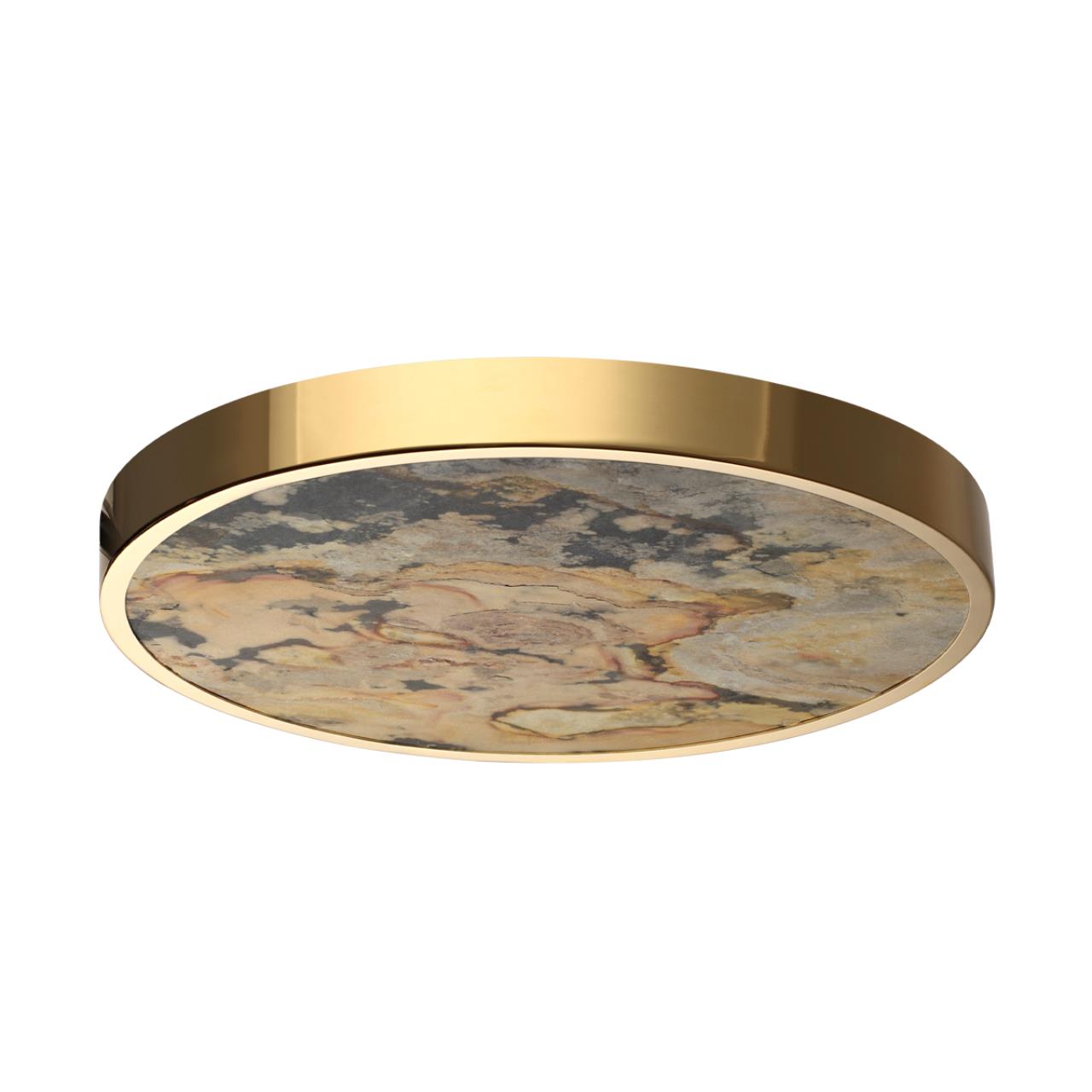 Настенно-потолочный светильник 50*50*5 см, LED 1*40W, 3000-4000-6000 К, Odeon Light Bergi 5079/40L, золотой глянцевый/серо-бежевый