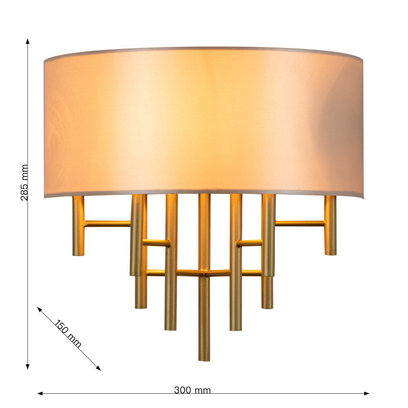 Бра Favourite Cosmo 2993-1W, D150*W300*H285, латуни, абажур из глянцевой бежевой ткани