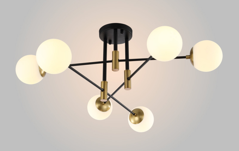 Светильник потолочный 90 см, Crystal Lux FIDEL PL6 BLACK Черный/Бронза