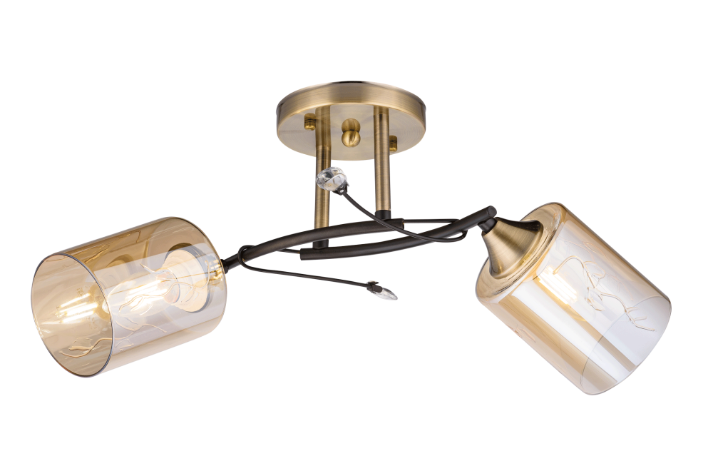 Люстра L480 x W230 x H260, мм, 2*40W (80W), AB+BK (Бронза + Черный) Rilon 3784/2 AB+BK