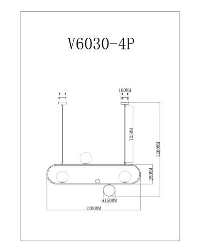 Подвесная люстра 120*45*45 см, G9 120 W, Moderli Miya V6030-4P Золотой