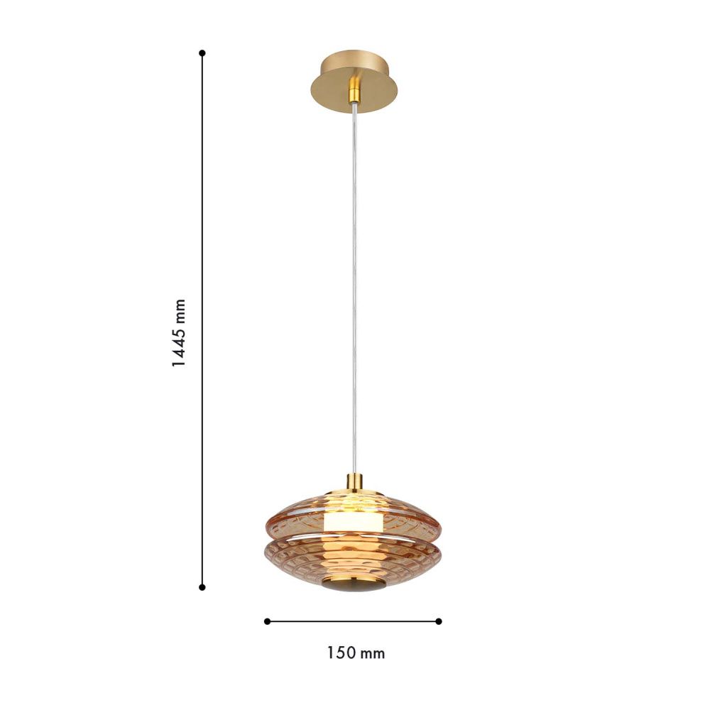 Подвес 15*24,5-144,5 см, 1*LED, 6W, 4000K, Favourite Claros 4641-1P, латунь