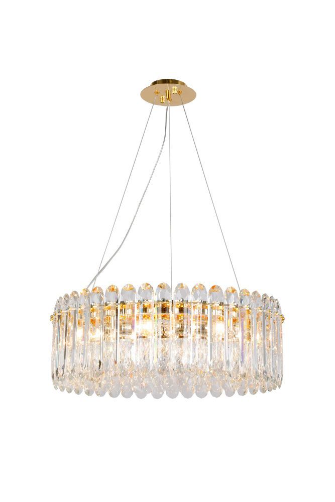 Люстра Ø600 x H220 (1200) мм, E14 9*40W (360W) NewRgy GOLD+CLEAR (Золото + Прозрачный Хрусталь) 5075-9GD GOLD+CLEAR