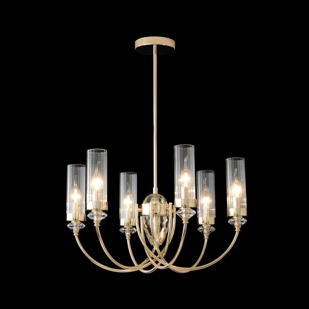 Люстра на штанге 56 см, Crystal Lux SECRET SP6 GOLD, золото