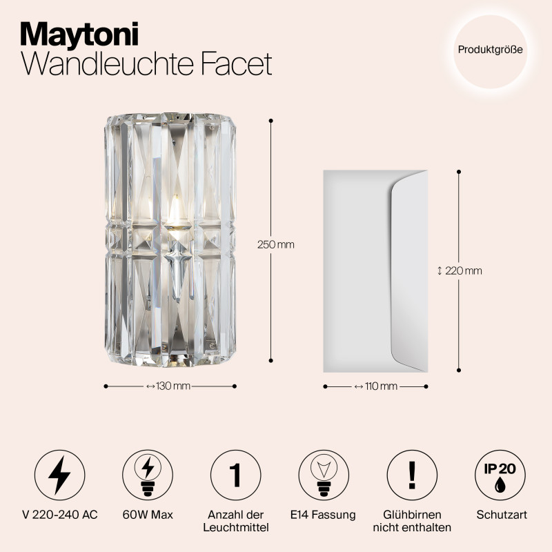 Светильник 25 см, Maytoni Aster MOD094WL-01CH, хром