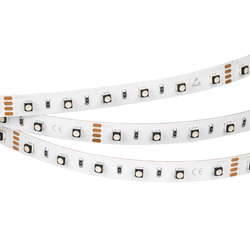 Лента MINI-F60-10mm 24V RGB (14.4 W/m, IP20, 3535, 5m) (Arlight, Открытый) 022718(2). Цена указана за 5 метров. Продается кратно 5 метрам.