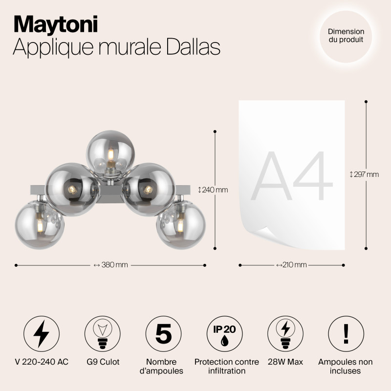 Бра Maytoni Dallas MOD547WL-05CH, дымчатый