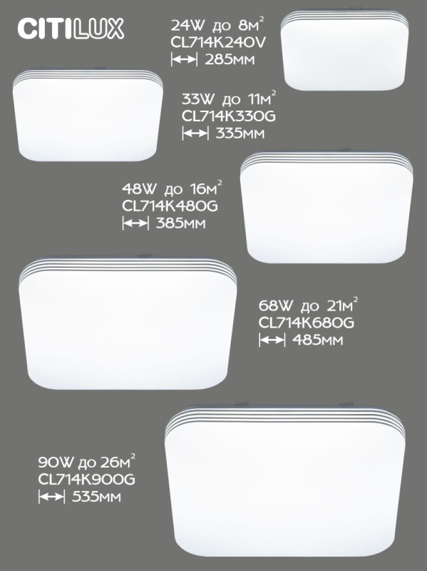 Светильник 38 см, 48W, 3000-5500К, 4100Lm, 16 м2 Citilux Симпла CL714K480G с пультом и RGB подсветкой 