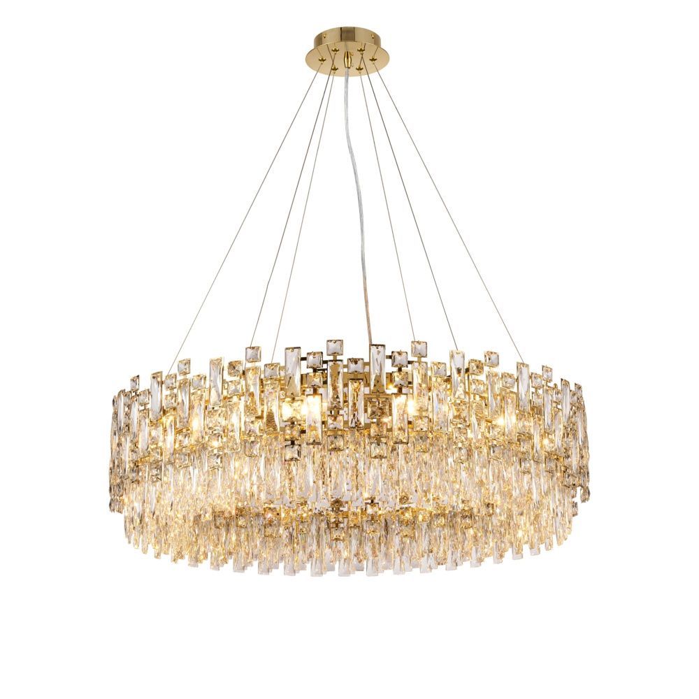 Люстра Ø800 x H240(1200), мм, 12*40W (480W), H GOLD (Золото) NewRgy NWK135-ф800*H240(1200) H GOLD