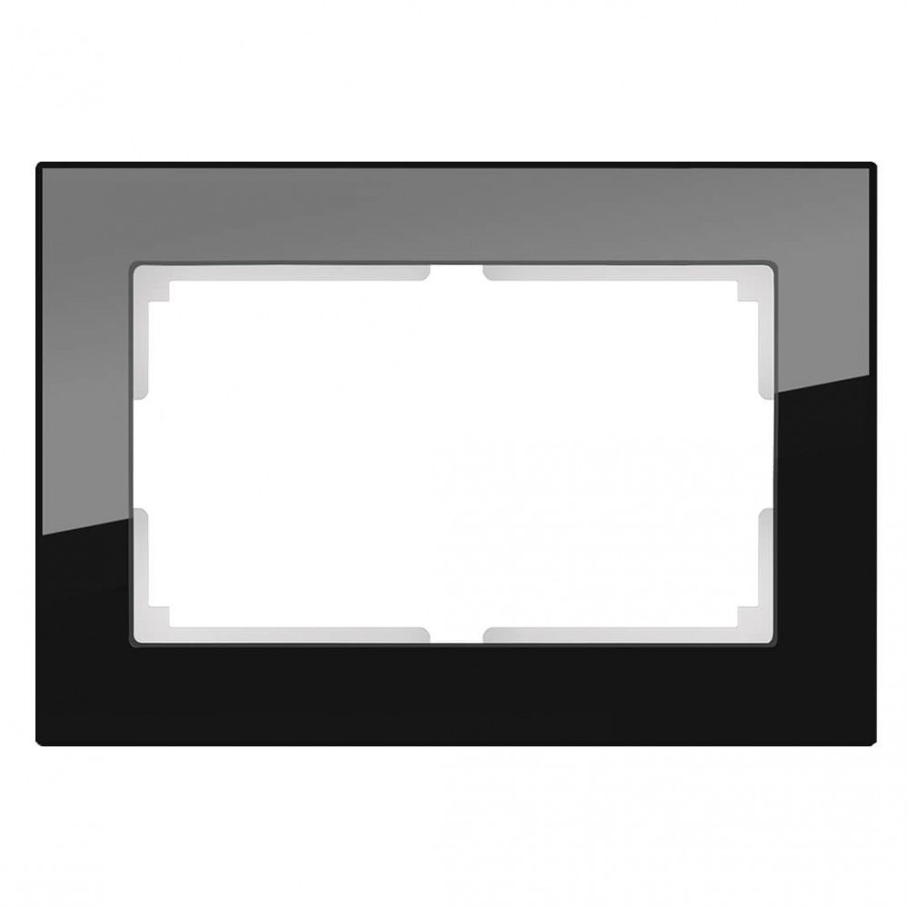 WL01-Frame-01-DBL / Рамка для двойной розетки (черный,стекло), 4690389117220
