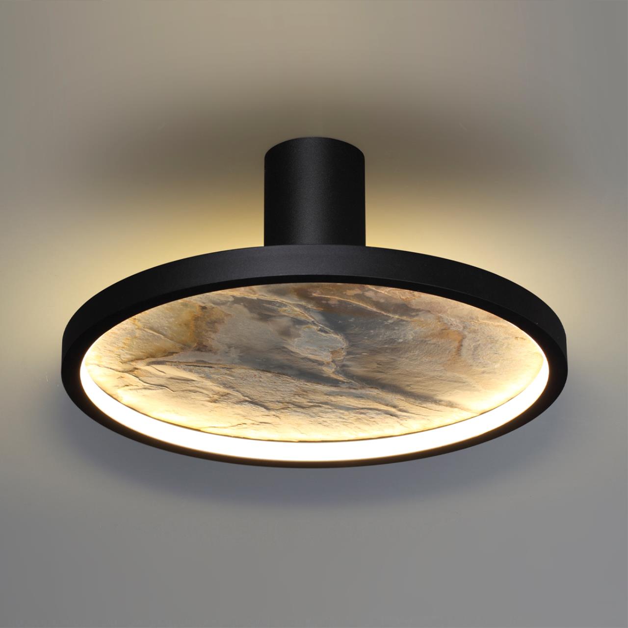 Настенно-потолочный светильник 32*15 см, LED 1*25W, 3000 К, Odeon Light Stoflake 5078/25L, матовый черный/серо-бежевый