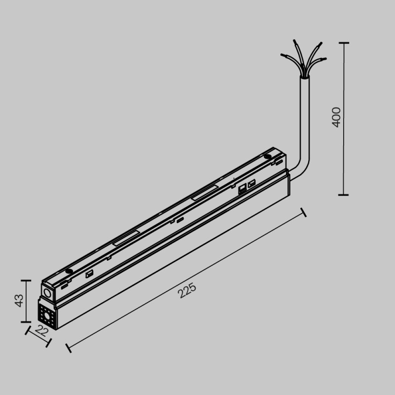 Адаптер 22,5*2,2*4,3 см, 100W, Maytoni Technical Magnetic track system Exility накладной белый TRA034DR-100W-DD-W белый