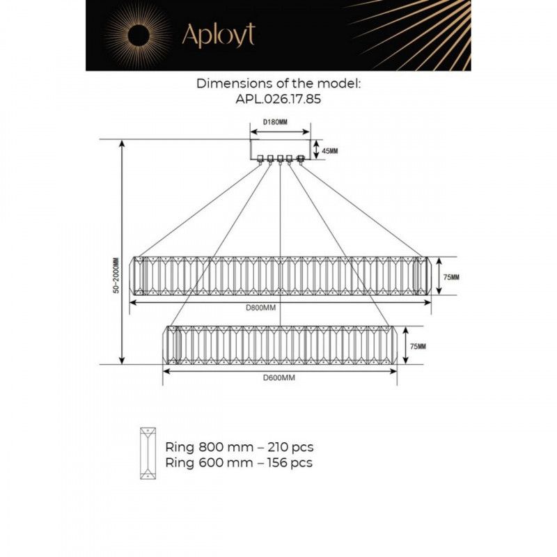 Каскадная люстра 80*50-140 см 85W, 3000K, Aployt Nicoletta APL.026.13.85, бронзовый