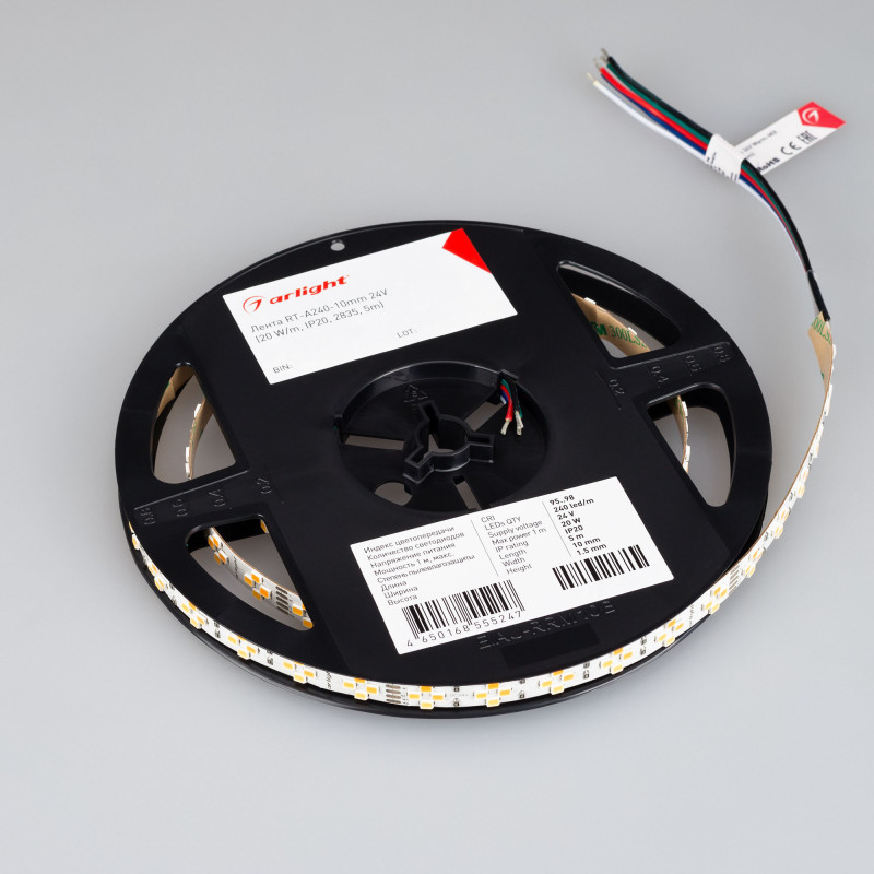 Лента RT-A240-10mm 24V Warm-MIX (20 W/m, IP20, 2835, 5m) (Arlight, Изменяемая ЦТ) 038400. Цена указана за 5 метров. Продается кратно 5 метрам.