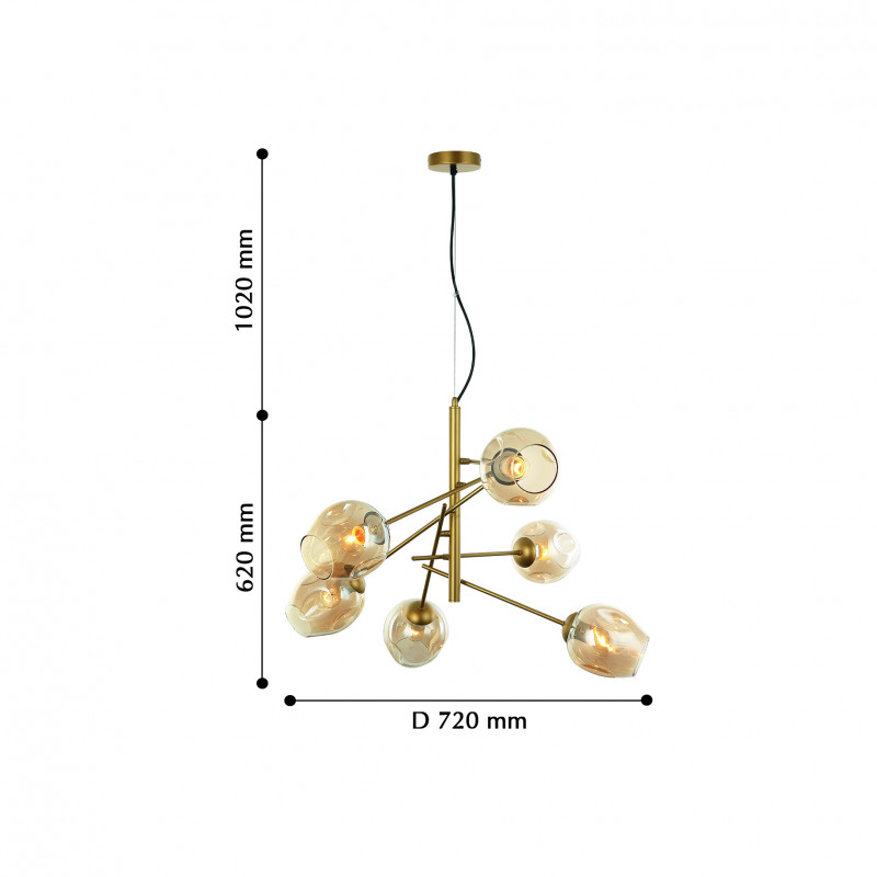 Подвесная люстра Favourite Traube 2360-6P, D720*H620/1640, золото