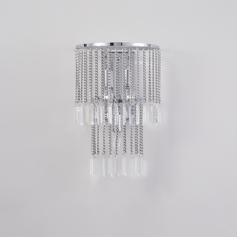 Бра Favourite Ignis 2924-3W, D250*W155*H400, хром, подвески из металлических цепочек, декоративные элементы из прозрачного хрусталя
