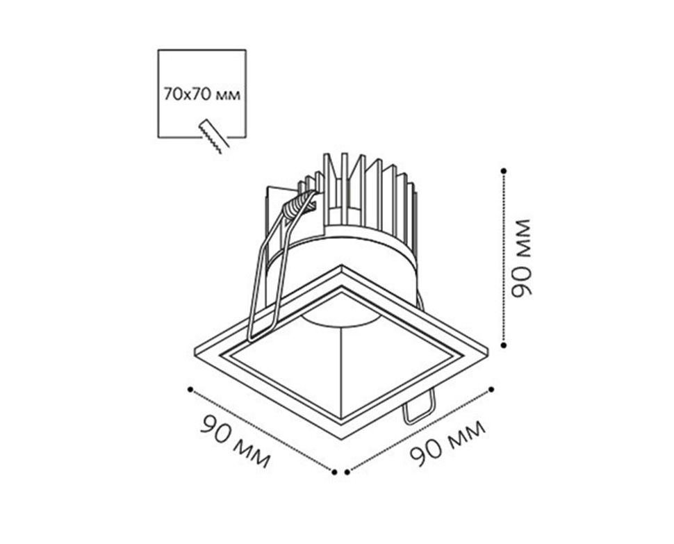 Встраиваемый светильник 9 см, 12W, 4000K, Italline IT06-6020 black 4000K, черный, вр 7*7 см