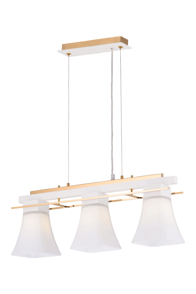 Люстра L650 x W140 x H240(1000), мм, 3*40W (120W), FGD+WH (Золото+Белый) Sfera Sveta 85661/3P FGD+WH
