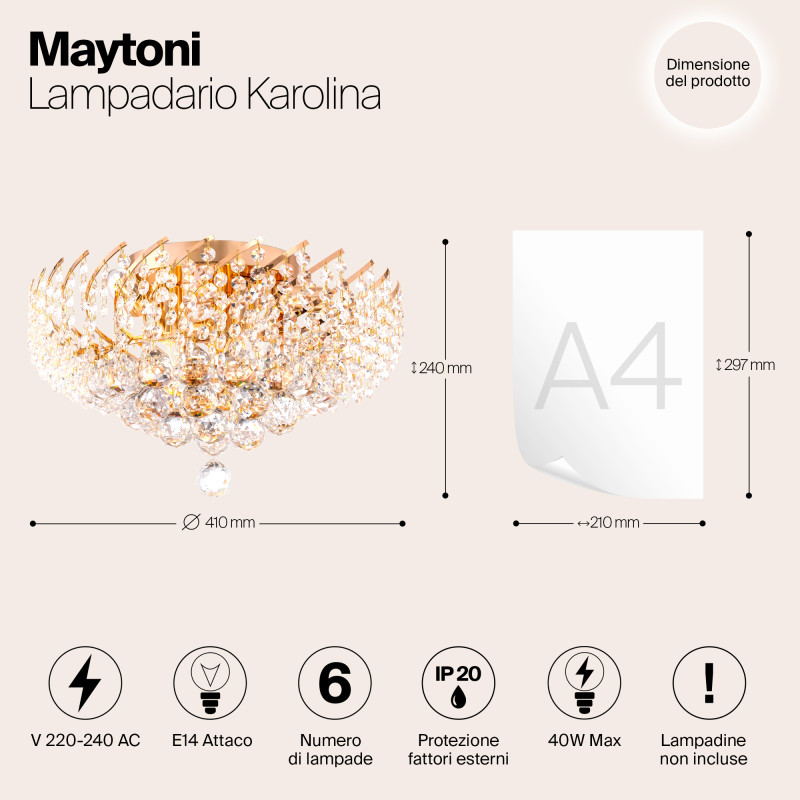 Люстра хрустальная диаметр 410 мм Maytoni DIA120-06-G золото