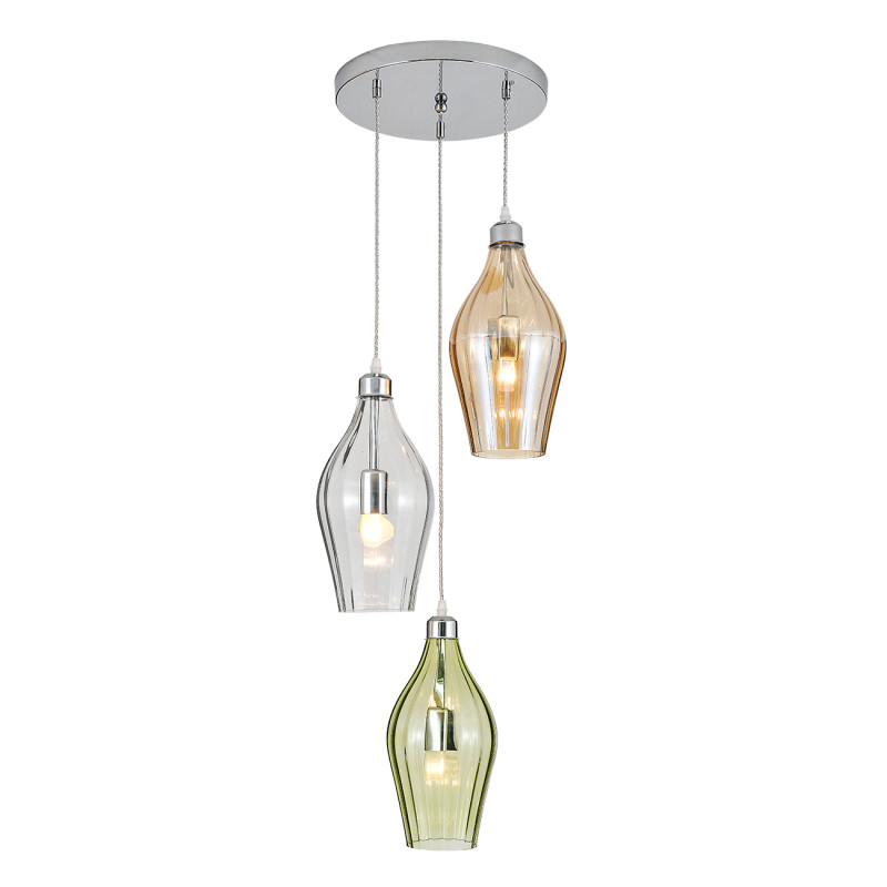 Подвесной светильник 40*40*192,5 см, 3*E27, 180W, Indigo PIEMONTE V000588 хром, 11058/3P Multicolor