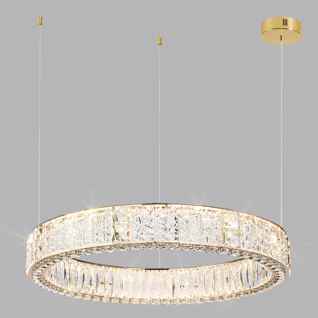 Люстра 80*80*80 см, LED 1*100W, 3700 К, Odeon Light Version 5071/100L, золото/прозрачный