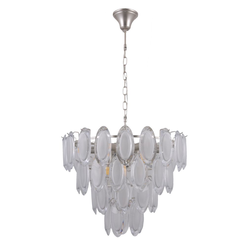 Люстра 53*53*93 см, 10*E14 Gerhort G21034/10CPSL WT, Серебро шампань;Белый полупрозрачный