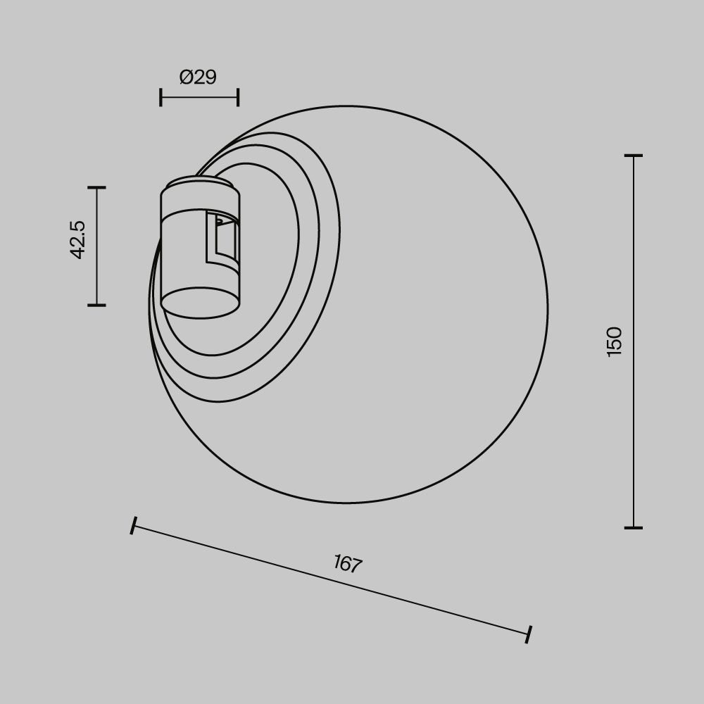 Трековый светильник 16,7*15*-15 см, *LED*8W, 4000K, Maytoni Technical Luna TR229-1-8W4K-B, Черный