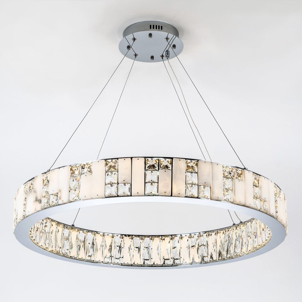 Подвесная люстра 80x50см, LED, 45Вт, 3000 / 6000K, Modelux ML.6985.800P CR Хром