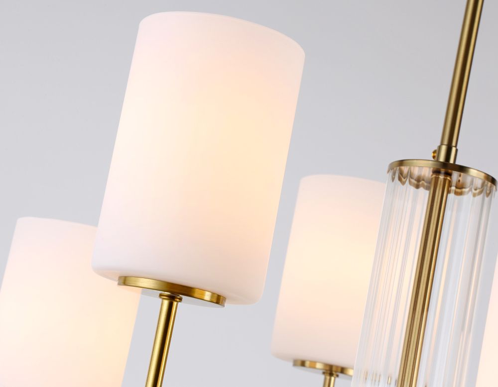 Люстра со стеклянными плафонами на штанге **60- см, 6*E27*60W, K, Ambrella Light High Light LH56215, латунь