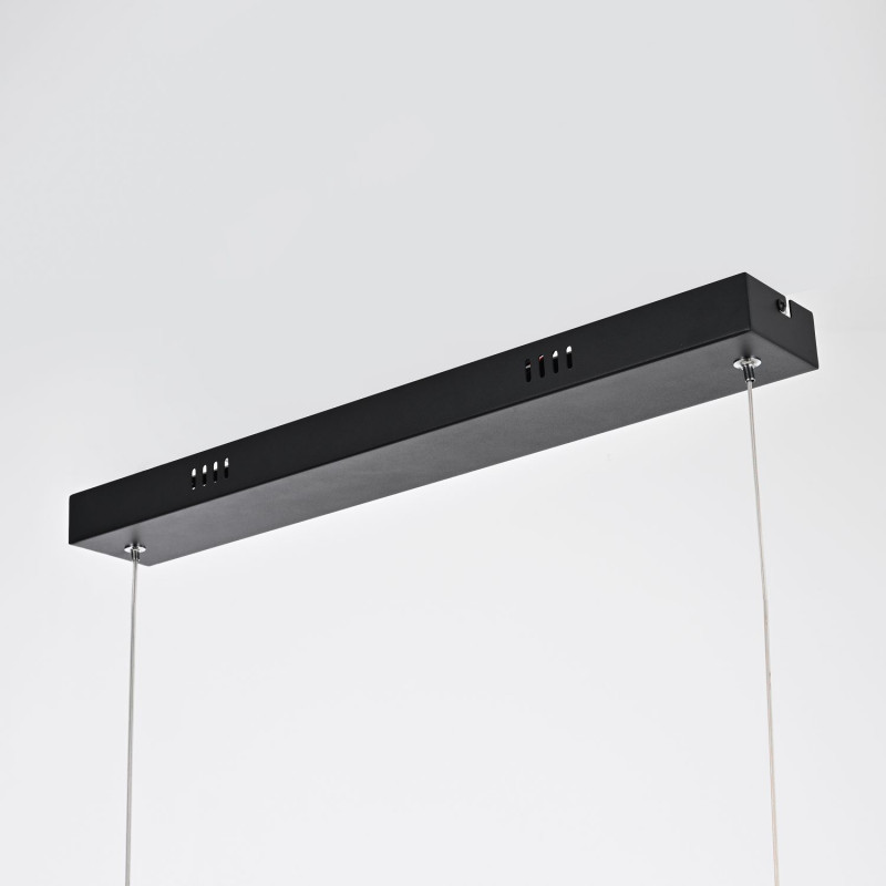 Подвесная люстра Favourite Fitirum 4072-6P, L1200*W240*H200/1200, Каркас черного цвета в сочетании с золотым, плафоны из белого акрила, два источника света - встроенная лента LED и лампы внутри плафонов.