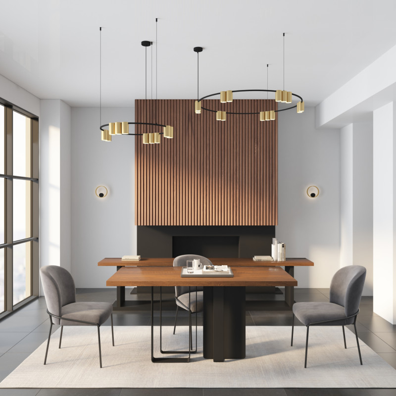 Подвесной светильник 60*208,9 см, 10*GU10, 150W, Denkirs Orbit DK4065-BK+SG черный