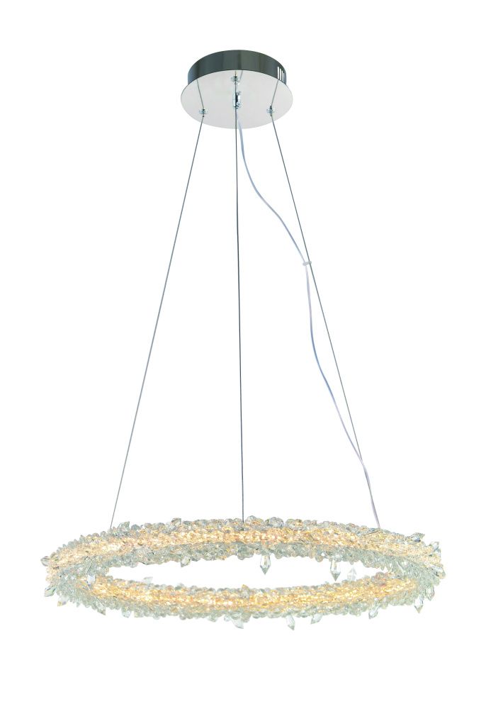 Люстра Ø550 x H50 (1000) мм, Светодиодная лента 50W 3000-6000K NewRgy CHROME+CLEAR (Хром + Прозрачный Хрусталь) 2837R/50W CHROME+CLEAR