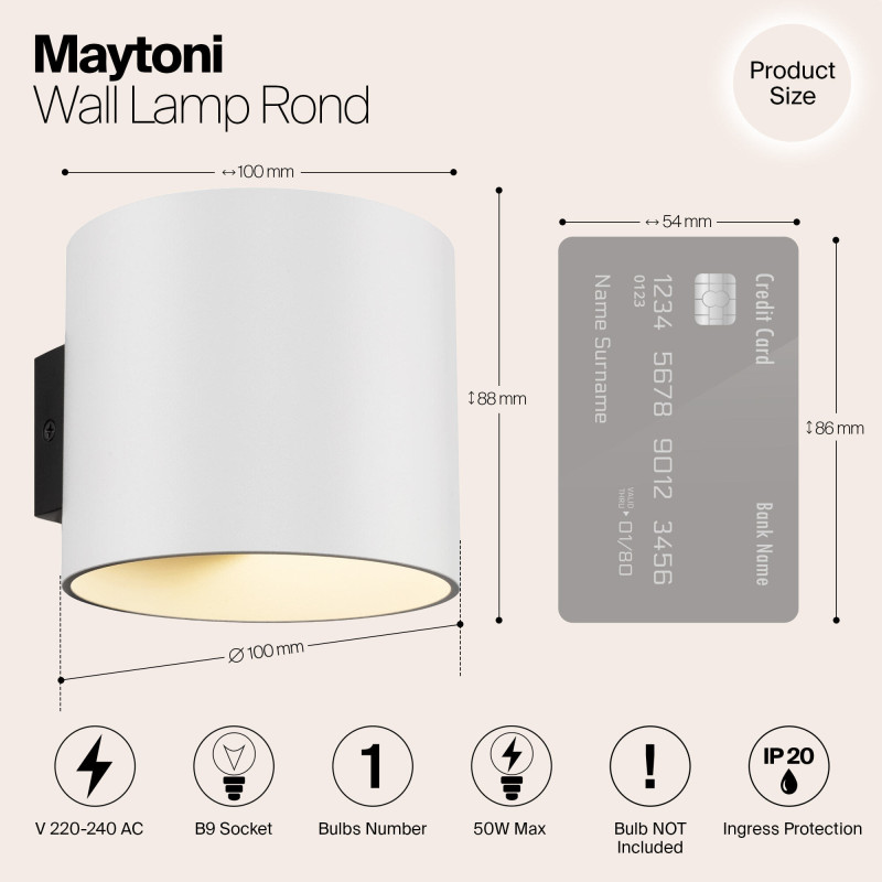 Настенный светильник Maytoni Rond C066WL-01W, белый