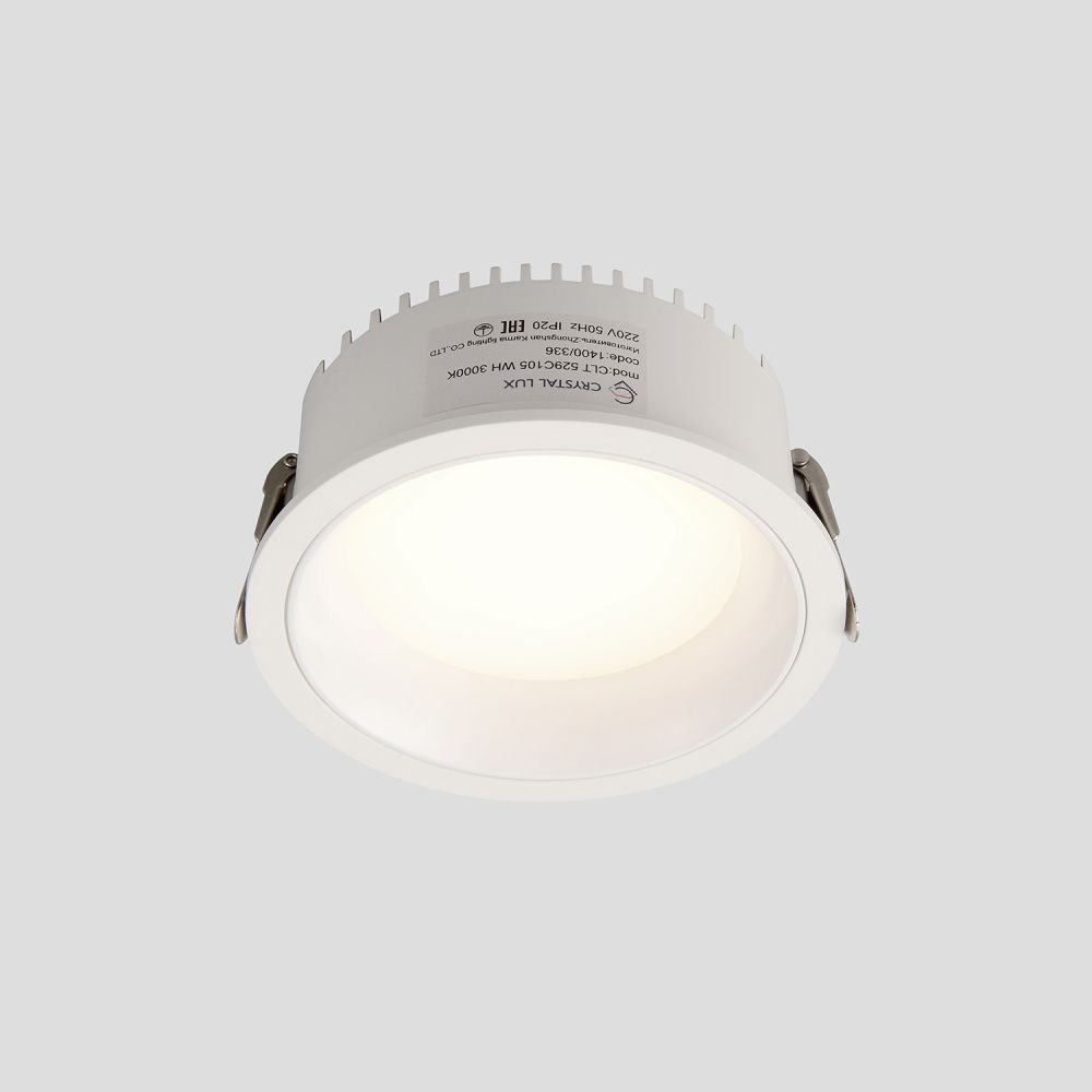 Светильник встраиваемый 10,5*4,5 см, вр 9,5 см, LED*9W, 3000K, Crystal Lux CLT 529 CLT 529C105 WH 3000K, Белый