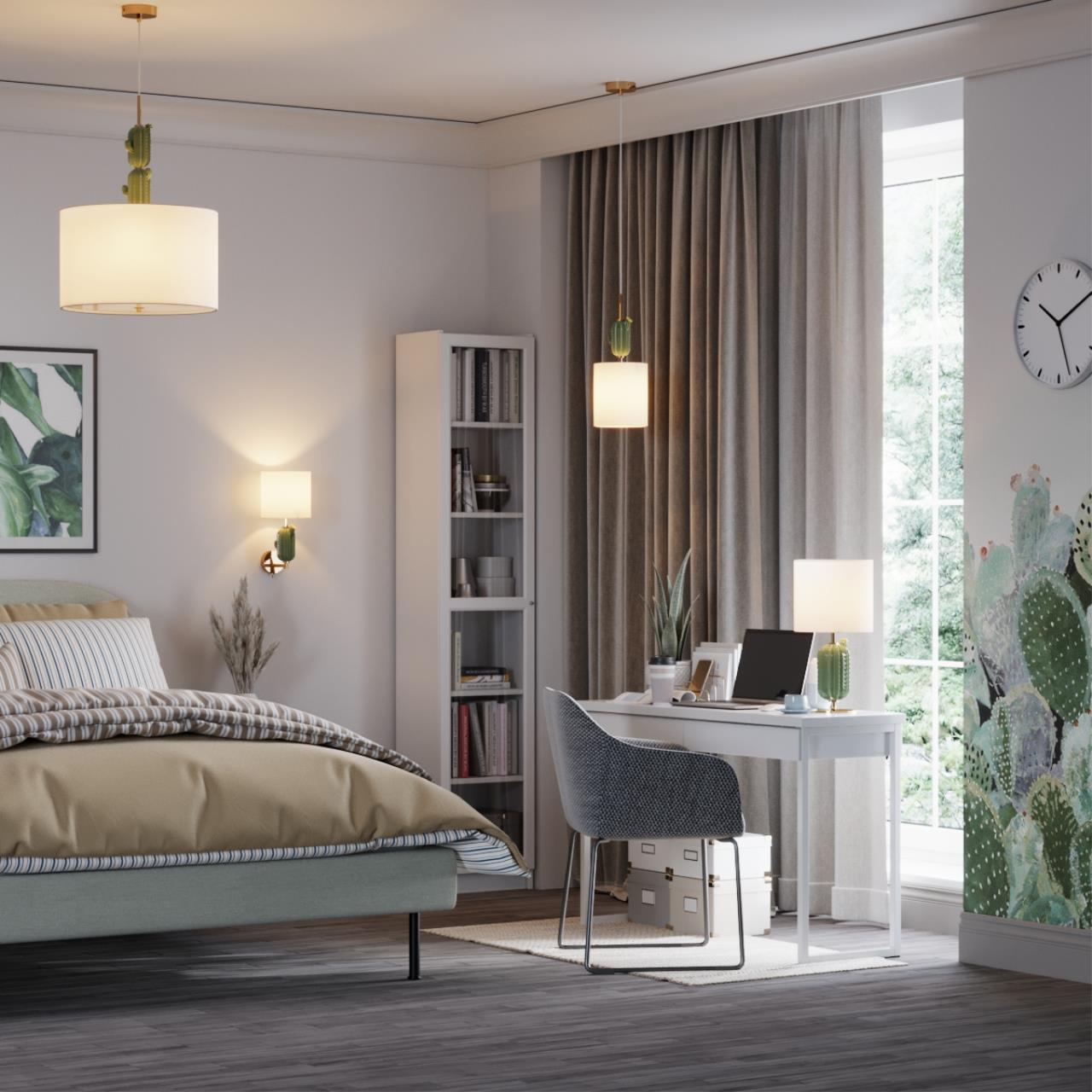 Настольная лампа 24*24*46 см, 1*E27*60W Odeon Light Cactus 5425/1T золотой