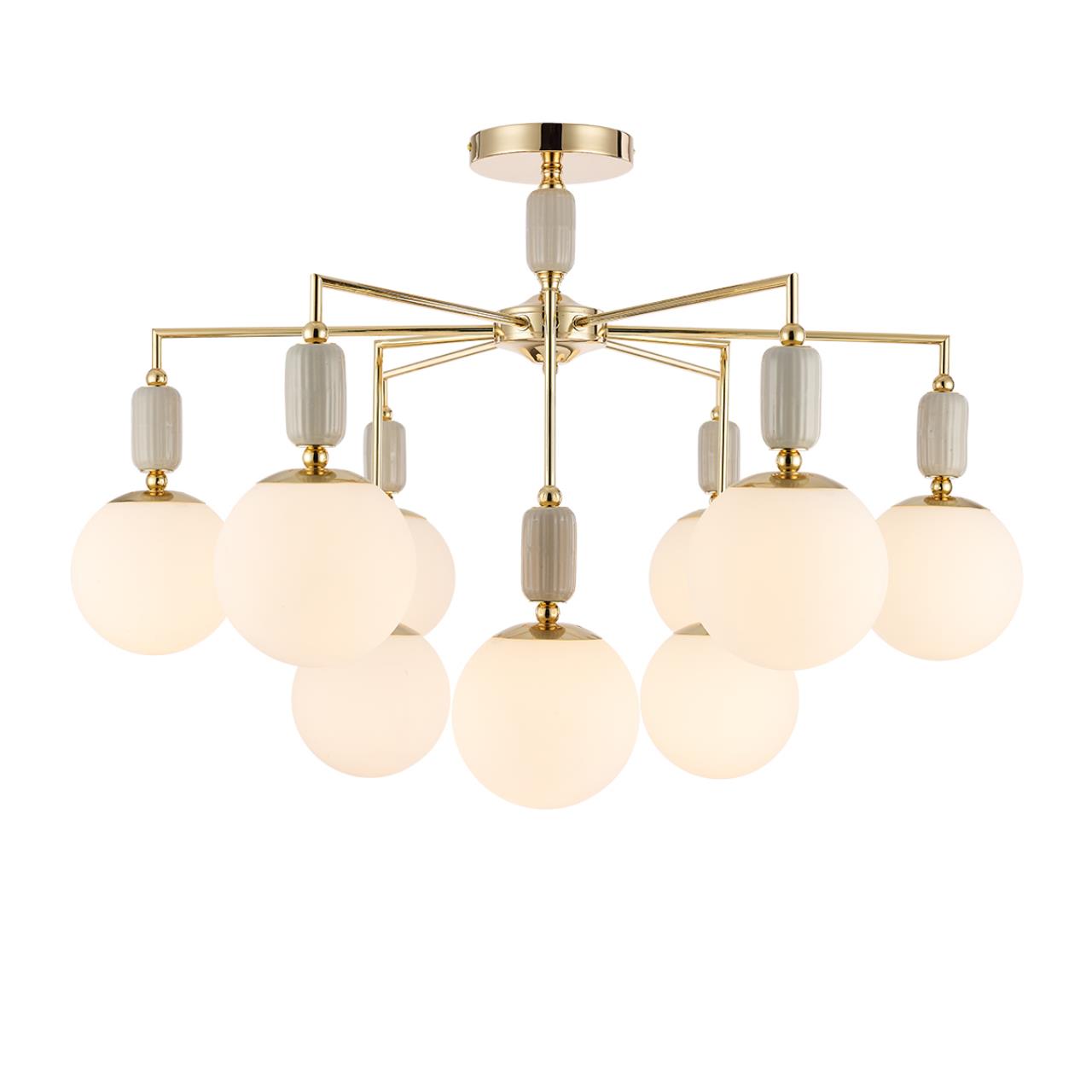 Люстра потолочная 86*59 см, 9*E14 Lumion Vivien 6580/9C французское золото, серый