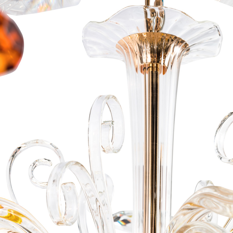 Люстра 115 см, Crystal Lux CATARINA SP12+6 V2 GOLD/TRANSPARENT-COGNAC Золотой/Прозрачный